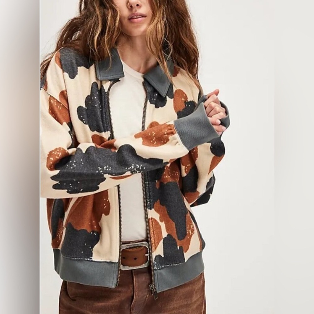 #25 NWT Free People Cabin Cardigan in Happy Cow Combo